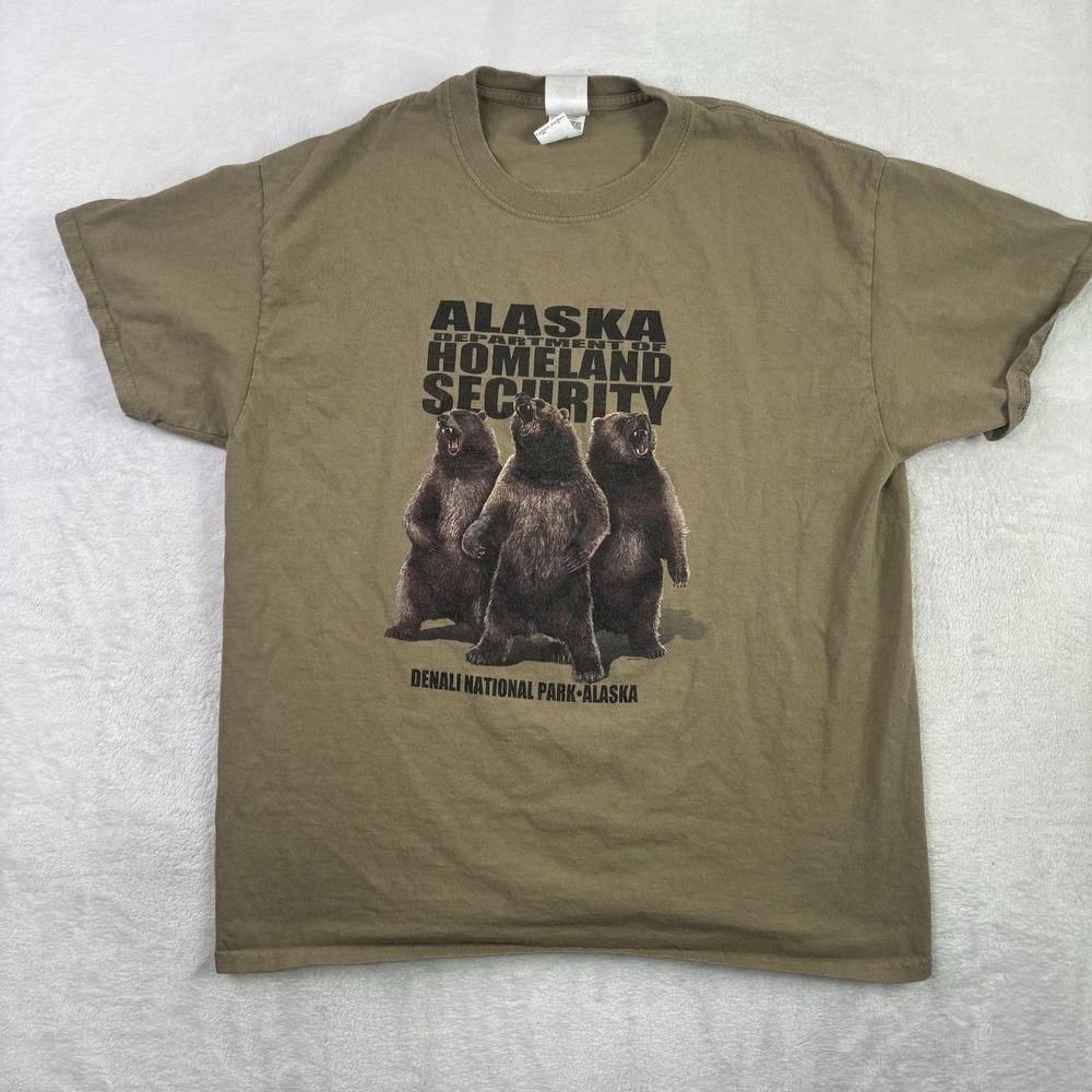 Y2K The Duck Co Alaska Denali National Park Green SS Graphic Shirt Men's LG